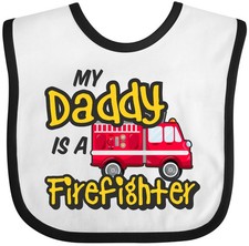 Inktastic My Daddy Is A Firefighter With Fire Truck Baby Bib Kids Dad Kid Youth