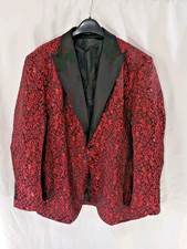 COOFANDY Red Black Floral Tuxedo Blazer XL Mens Prom Club Wedding Gothic Jacket