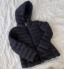 Moncler Kids Hooded Down Puffer Jacket Navy Zip Logo Solid Size 8 Years