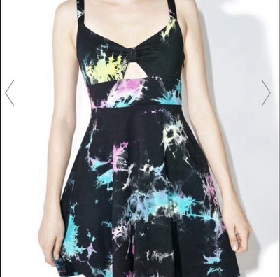 Killstar Dye Fast Burning Sundress Large Tie Dye Mini Dress Rare Hard To Find