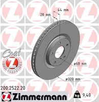 2X Bremsscheibe Zimmermann 200.2522.20 2 Bremsscheiben Vorderachse Vorne