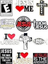 Christian Religious Enamel Pins Set of 12   Inspirational Faith Jesus I lOVE GOD