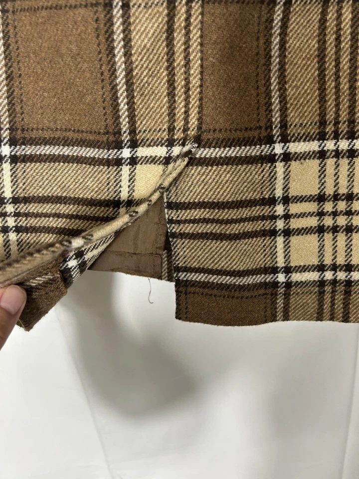 Falda a Cuadros JGH Vintage Mujer Lana Sarga Marrón Talla M Academia Preppy Heritage Foto 4 de 4