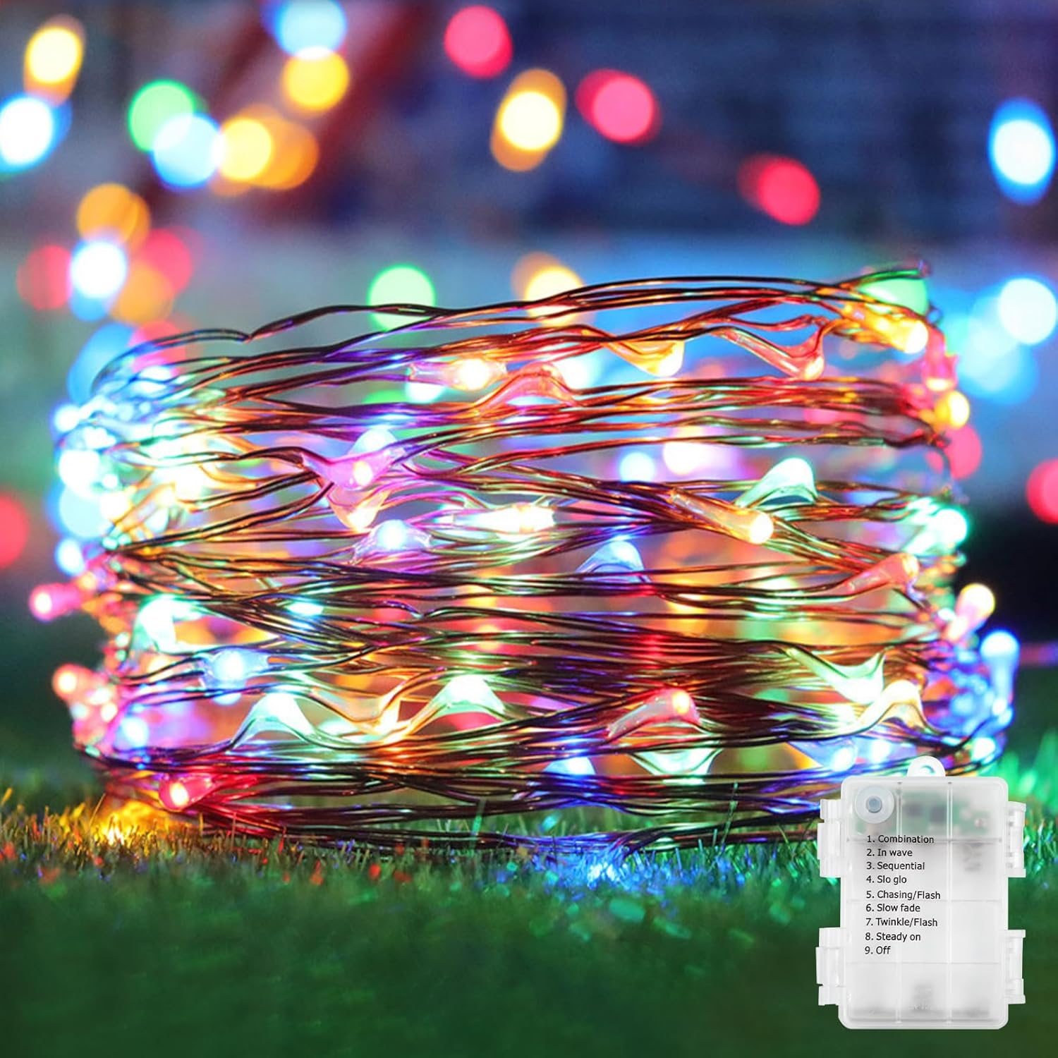 2 Pack Fairy Lights Battery Operated 200 LED 66Ft Silver Wire Starry String Ligh