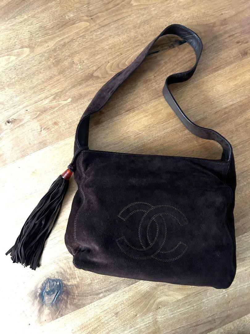 CHANEL vintage big logo shoulder bag black PG737B