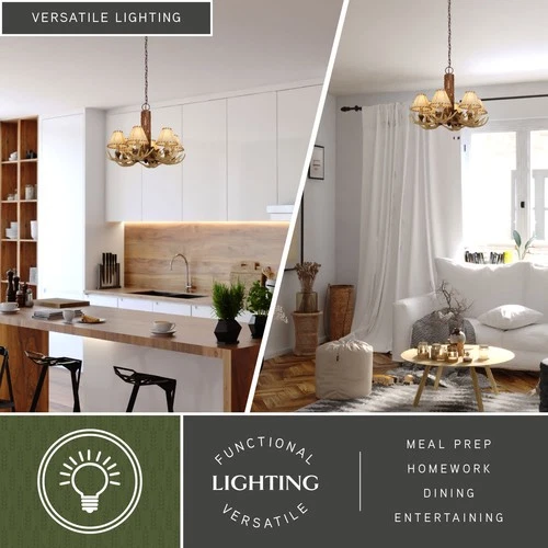 Vaxcel Lighting CH33006 Lodge 6 Light Chandelier - Noachian Stone - Picture 6 of 7