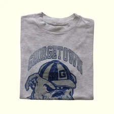 NCAA GEORGETOWN VTG 90s 80s HOYAS FUZZY BULLDOG GRAPHIC GRAY T SHIRT MENs SZ XL