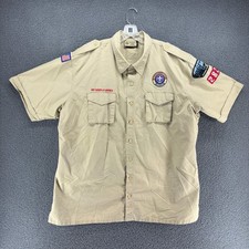 Boy Scouts of America Uniform Shirt Mens 2XL Tan Short Sleeve Troop 282 Patch
