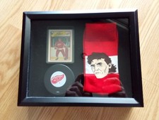 BOB PROBERT Shadowbox Detroit Red Wings 8x10 1988-89 OPC Rookie Card and Sock