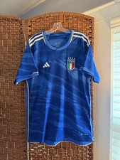 Italy International Soccer Jersey Blank Official Men’s Size Medium Blue