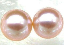 Natural 9mm AAA Match Pair Perfect Round Loose Pink Akoya Pearl Half Drilled