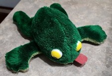 Vintage Russ Berrie Fleegle Frog Felt Tongue 9  Nutshell Stuffed Plush