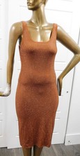 Sandro Andy Copper Stretch Knit Crystal Sleeveless Dress sz 36