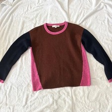LOFT Women  s Colorblock Knit Pullover Sweater Wool Crewneck Long Sleeve XS