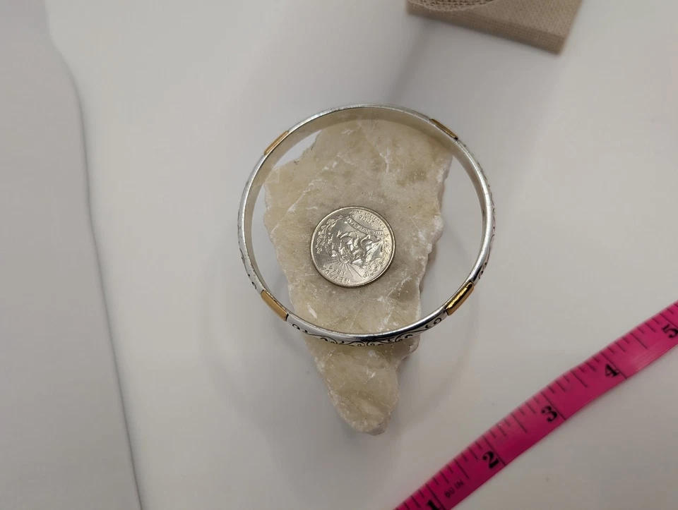 Brazalete Brazalete Brighton Plata Tono Oro Desplazado 7 Pulgadas Foto 4 de 4