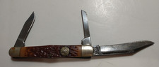 Vtg Camillus 72 Whittler Boy Scout Pocket Knife Jigged Derlin Scales BSA