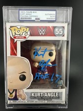 Kurt Angle WWE #55 Signed Funko Pop PSA Encapsulated Graded COA Inscribed HOF 17