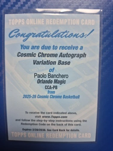 2025 Topps Chrome Paolo Banchero Chrome Autographs (RAW)