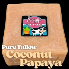Bar Soap, Beef Tallow, Coconut Papaya, Handcrafted, All Natural, 5-6 oz