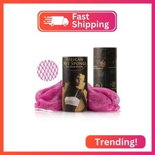 African Net Sponge Authentic Exfoliating Body Scrubber for Shower Bath, Deep C