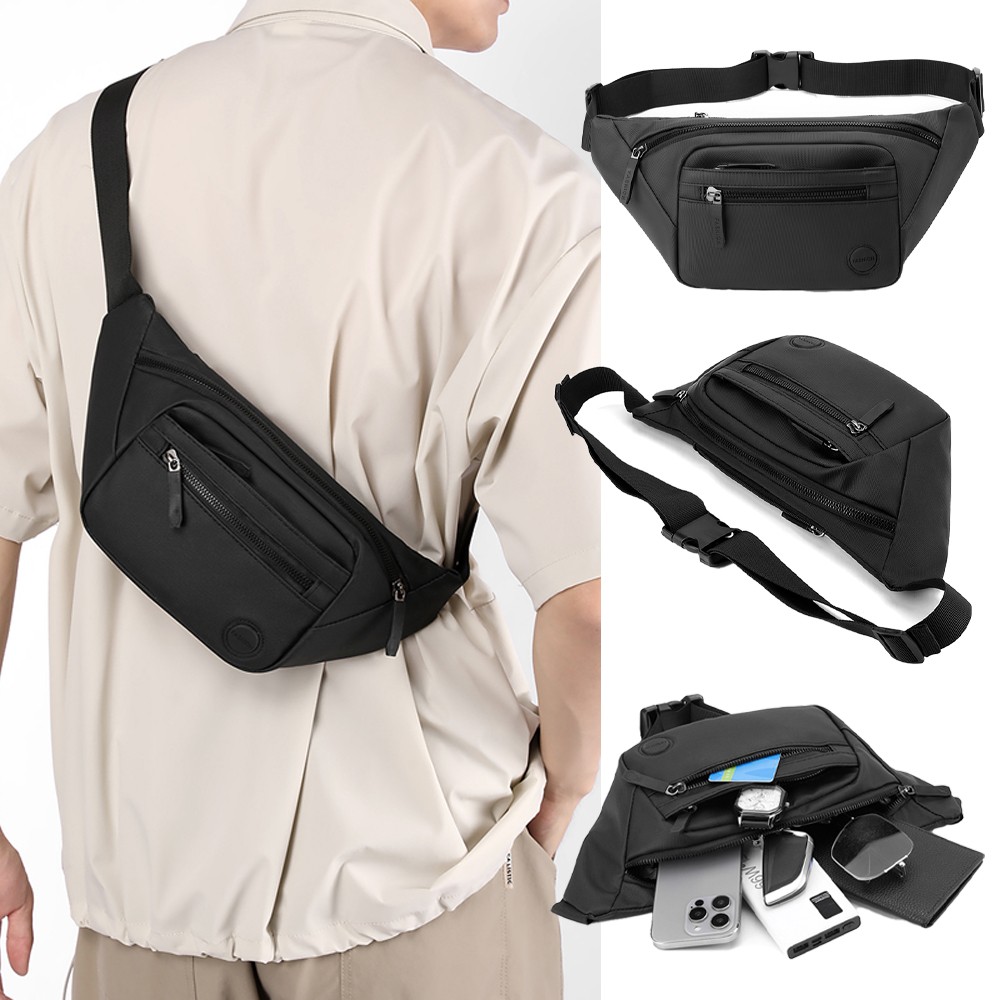 Mens Casual Backpack Large-Capacity Organizer Cross-Body Strap Adjustable Waist