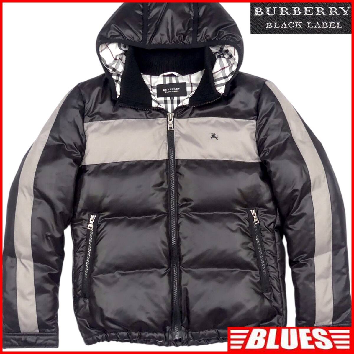 BURBERRY BLACK LABEL Mens Down Jacket with Nova Check Embroidery in Black
