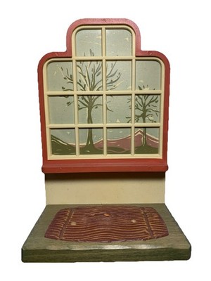 Vintage Anri ITALY Picture Window Hand Carved Wood Display Stand Base Club ED