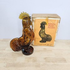 Vintage 1973 Jeffrey Snyder Amber Glass Rooster Figural Decanter Bottle EMPTY