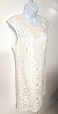 Black Saks Fifth Avenue Sleeveless Lace Dress Ivory Size 12 Appliqu Neckline