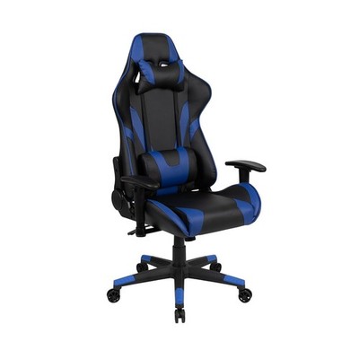 Racing Gaming Chair, Fully Reclining, LeatherSoft, Blue
