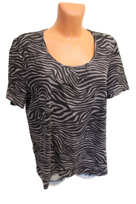 esmara Shirt L 44 Schlafshirt kurzarm schwarz grau Baumwolle Nachtshirt