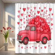 Romantic Red Heart Shower Curtain for Sweet Bathroom Decor