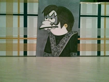 ACEO Original Mixed Media Painting Art Card ATC Portrait 80's Rock Band #115