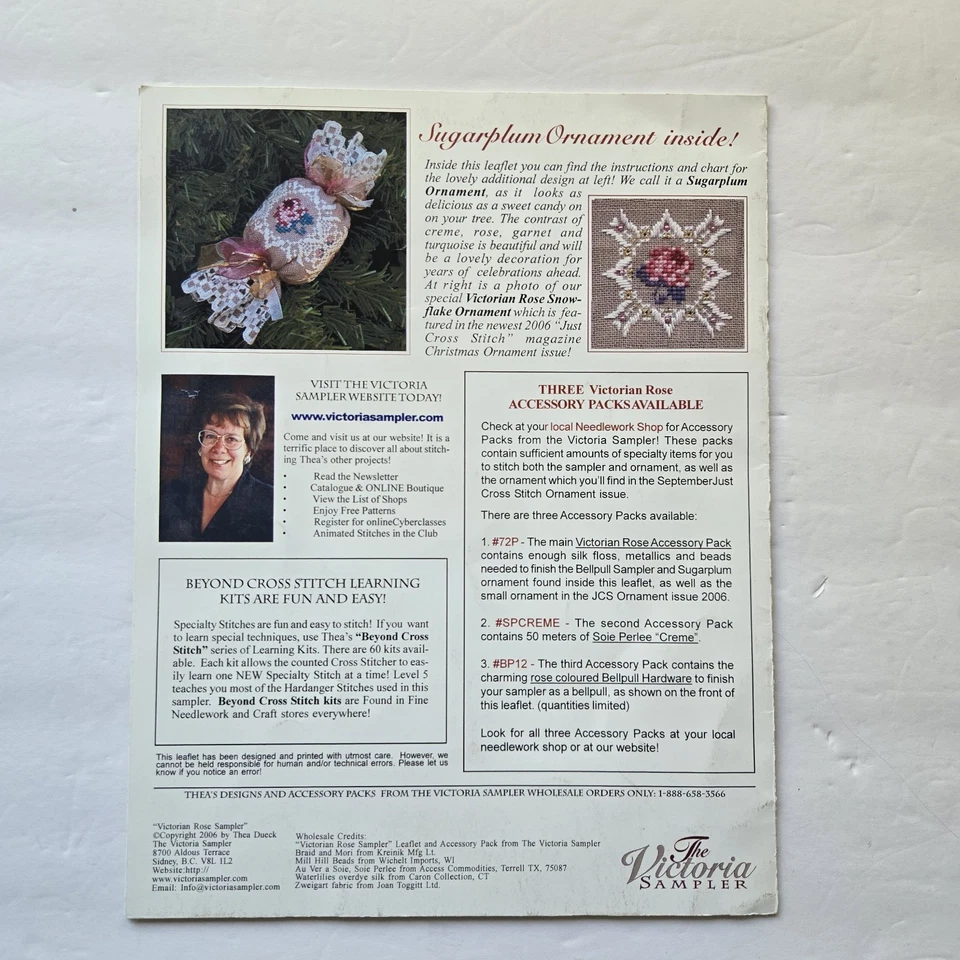 Victoria Sampler Cross Stitch Pattern Lot of 3 Beautiful Finishings Rose Sampler - Image 4 of 4