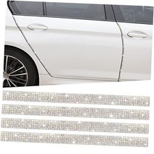 Bling Car Door Guard Crash Bumper Crystal Anti-Scratch Strip Sticker AB white