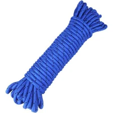 Nylon Rope 66 Feet Blue with Black Nylon Rope 1/3 Inch Solid Braided Rope Thi...