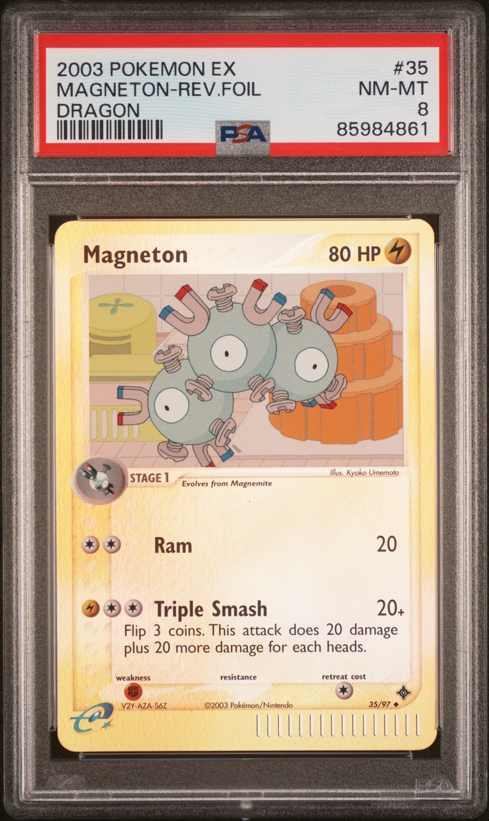 PSA 8 Magneton Reverse Holo #35 2003 Pokemon Ex Dragon 85984861