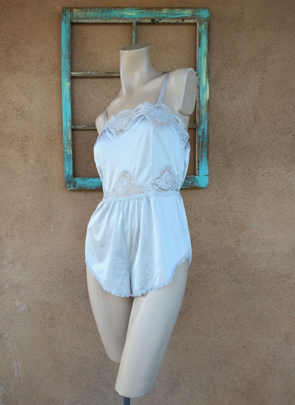 Vintage 1970z Lingerie Camisole Cami Teddy Set Gray N… Gem