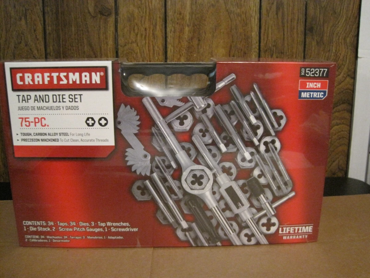 CRAFTSMAN 75 PC TAP DIE SET CARBON ALLOY STEEL CASE INCH METRIC 52377 NEW