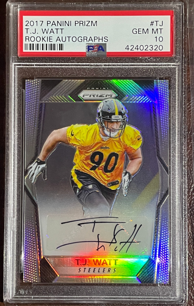 2017 Panini Prizm T.J. Watt Silver Prizm Rookie Autographs Rookie Rc Psa 10