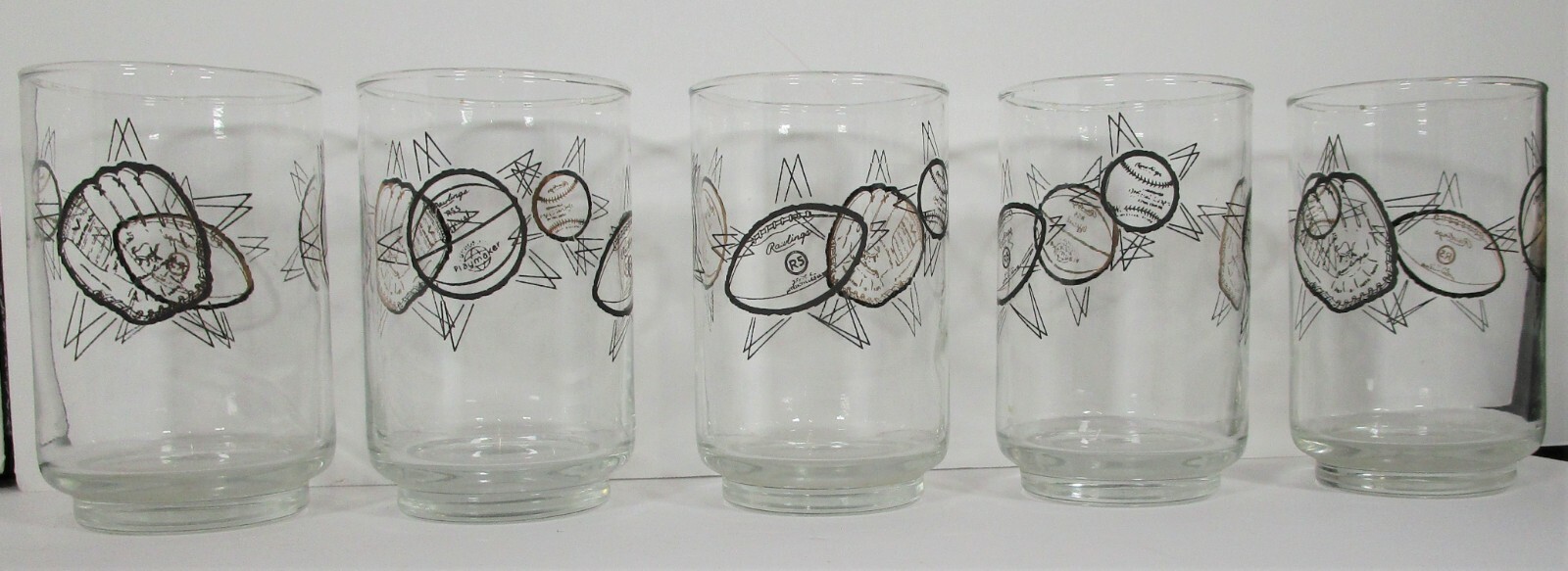 Rawlings Sports Drinking Glasses Set of 8 Vintage Basketball Football
