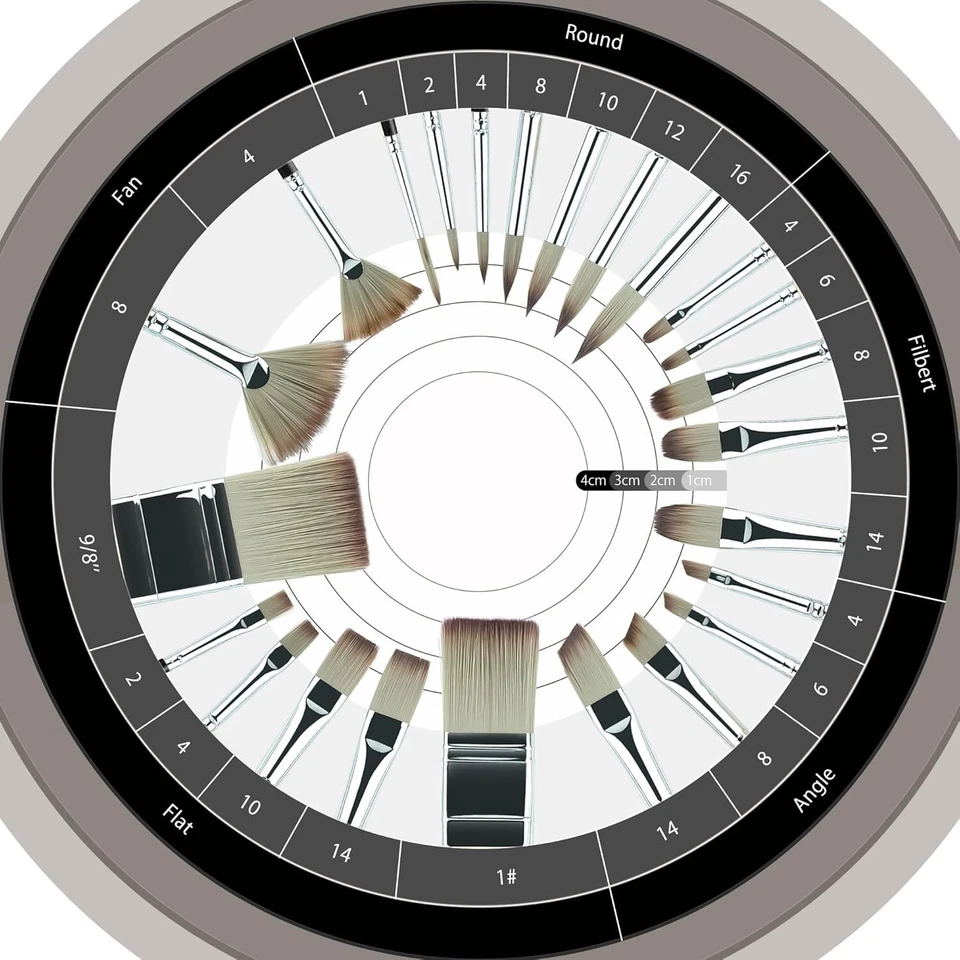 ARTIFY 24 Piezas Juego de Pinceles Profesionales para Pintura al Óleo, Mango Largo Cabello Duro Nylon Foto 3 de 4