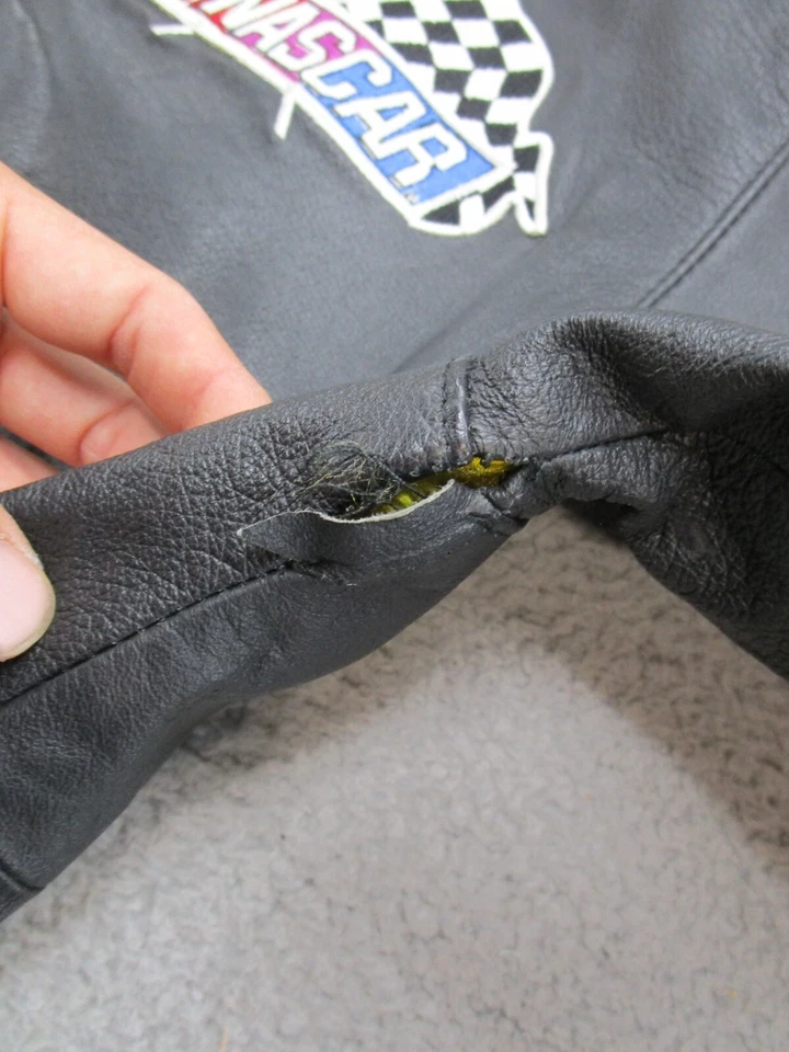 Chaqueta de carreras NASCAR G-III de cuero negro manga larga cremallera completa talla L LEER Foto 4 de 4