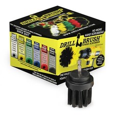 2 Inch Diameter Black Ultra Stiff Bristle Drill Brush for Removing Baked on Food