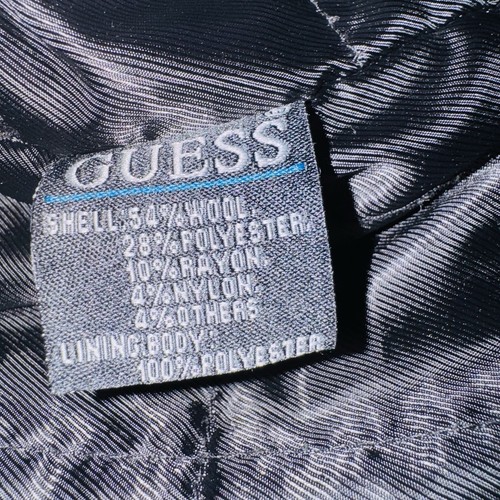 Guess Men's Black Long Sleeve Full Zip Wool Blend Military Coat Jacket Size M - Picture 7 of 7