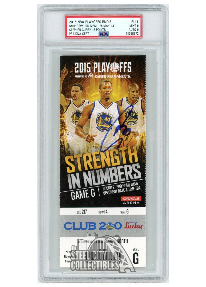 Stephen Curry Autographed Signed 2015 NBA Playoffs Round 2 Game 5 Ticket PSA 9 PSADNA 9 
