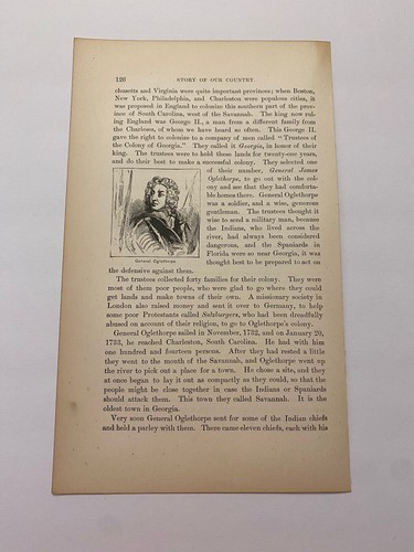 General James Oglethorpe Gründer der Georgia Colony Portrait um 1881 Druck