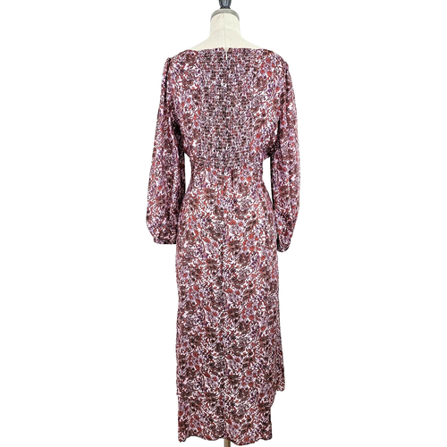 J. Crew Sweetheart Fete Floral Pink Long Sleeve Satin Midi Dress Size 6 NWOT - Picture 5 of 10