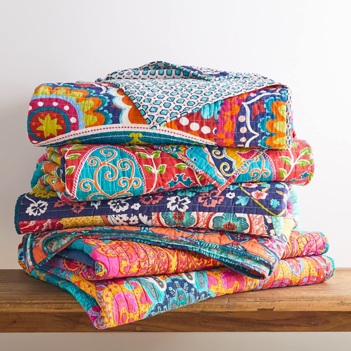 Machenzie Quilt Set, 100% Cotton and 260 Gsm Bedspread Reversible coverlet throw - Picture 7 of 8