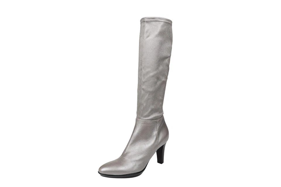 Botas hasta la rodilla Aquatalia 222246 de cuero plateado para mujer talla 9 M Foto 2 de 4